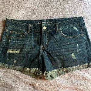 Distressed jean shorts